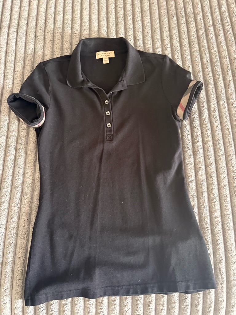 Burberry Black Short-Sleeve Polo With Signature Check Cuff